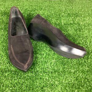 Robert Clegerie Brown Suede Leather Wedge Shoes 9B